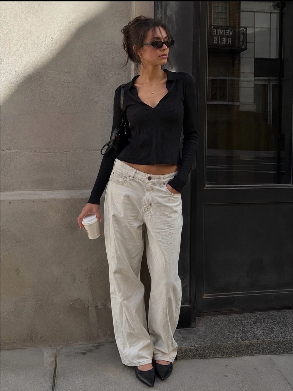 Zara Cream Straight Leg Jeans, Size US 10
